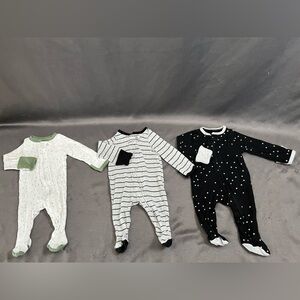 Lot of 3 - Cloud Island - Footed Zip Up Sleepers - Newborn - 100% Cotton - New